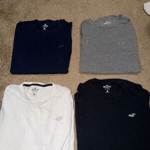 Hollister Men's Long Sleeve T-Shirt Set - Navy, Gray, White, Black